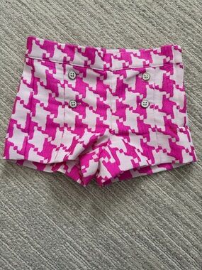Janie and Jack Pink and White Houndstooth Button-Front Shorts 2T